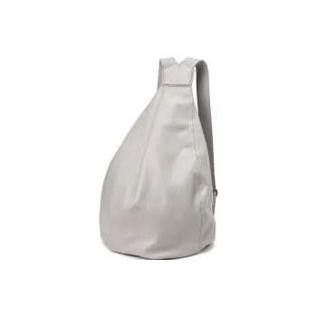 Yohji Yamamoto Cow Leather Backpack Large Size Unisex Silver Gray