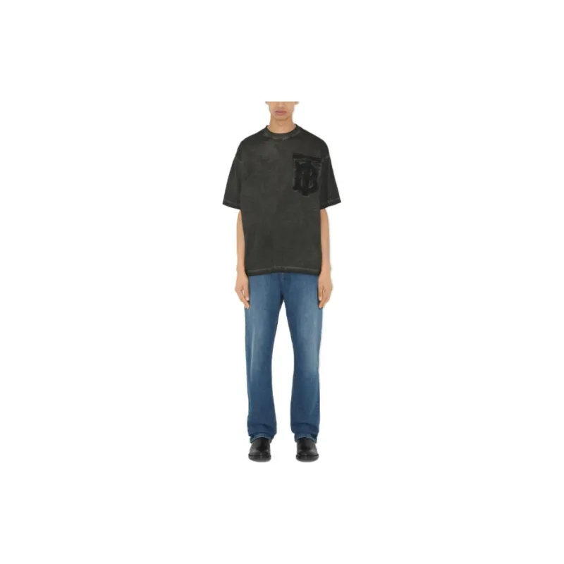 Burberry Men Monogram Motif Cotton Oversized T-shirt Charcoal Grey-6
