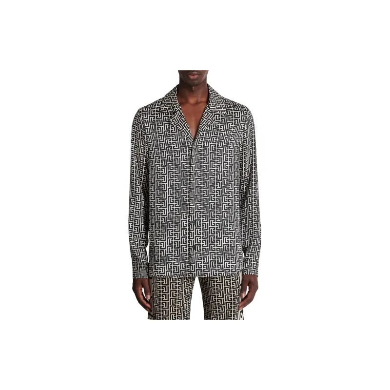 BALMAIN Monogram-print Button-up Shirt-2