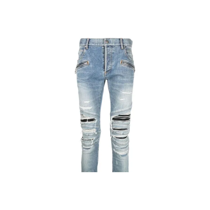 BALMAIN Ribbed Patch Slim Jeans-4