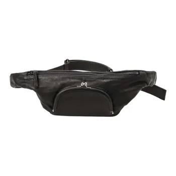 Yohji Yamamoto Cow Leather One Shoulder Crossbody Fanny Pack Men's Black