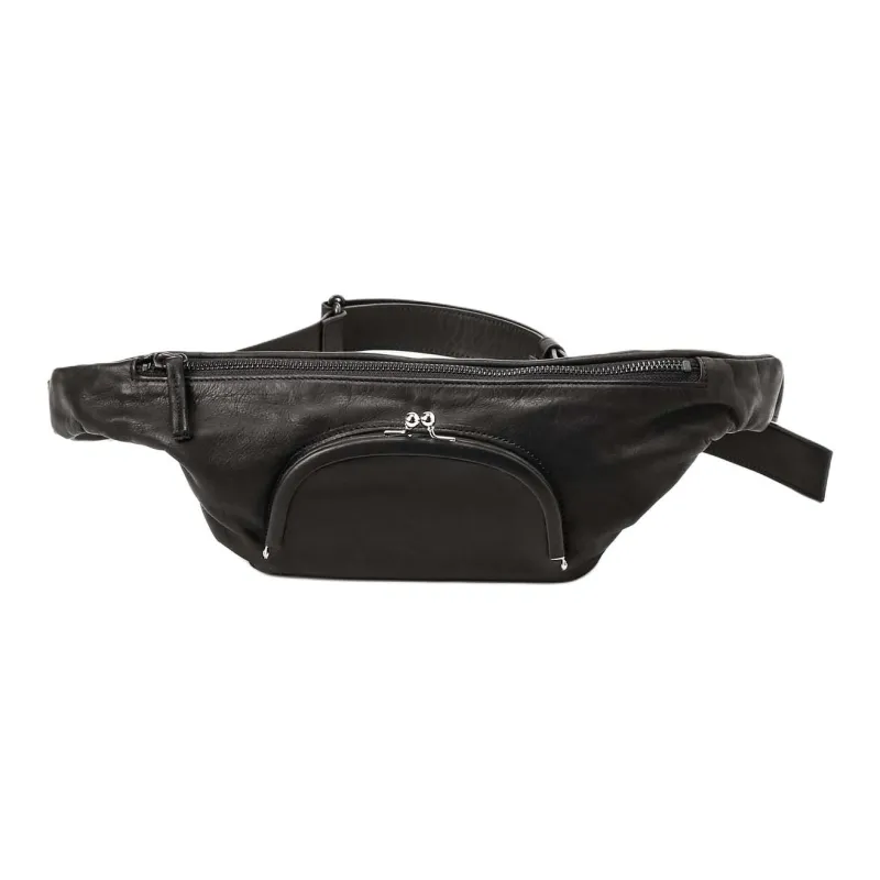 Yohji Yamamoto Cow Leather One Shoulder Crossbody Fanny Pack Men's Black-0