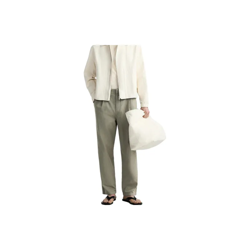 ZARA Casual Pants Men Green-2