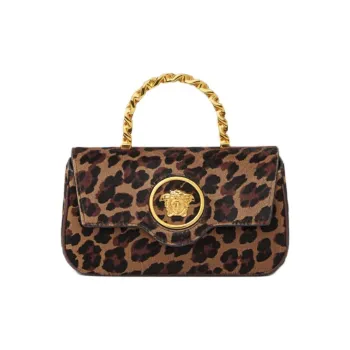 VERSACE La Medusa Cow Hair Shoulder Bag, Crossbody Bag, Handbag Mini Women's Leopard Print