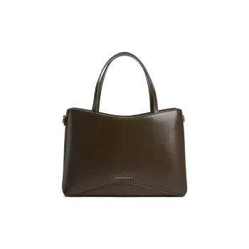 CHARLES&KEITH PU Shoulder Bag, Crossbody Bag, Handbag Medium Size Women's Dark Moss Green Dark Moss