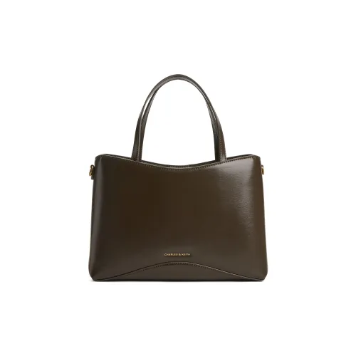 CHARLES&KEITH PU Shoulder Bag, Crossbody Bag, Handbag Medium Size Women's Dark Moss Green Dark Moss