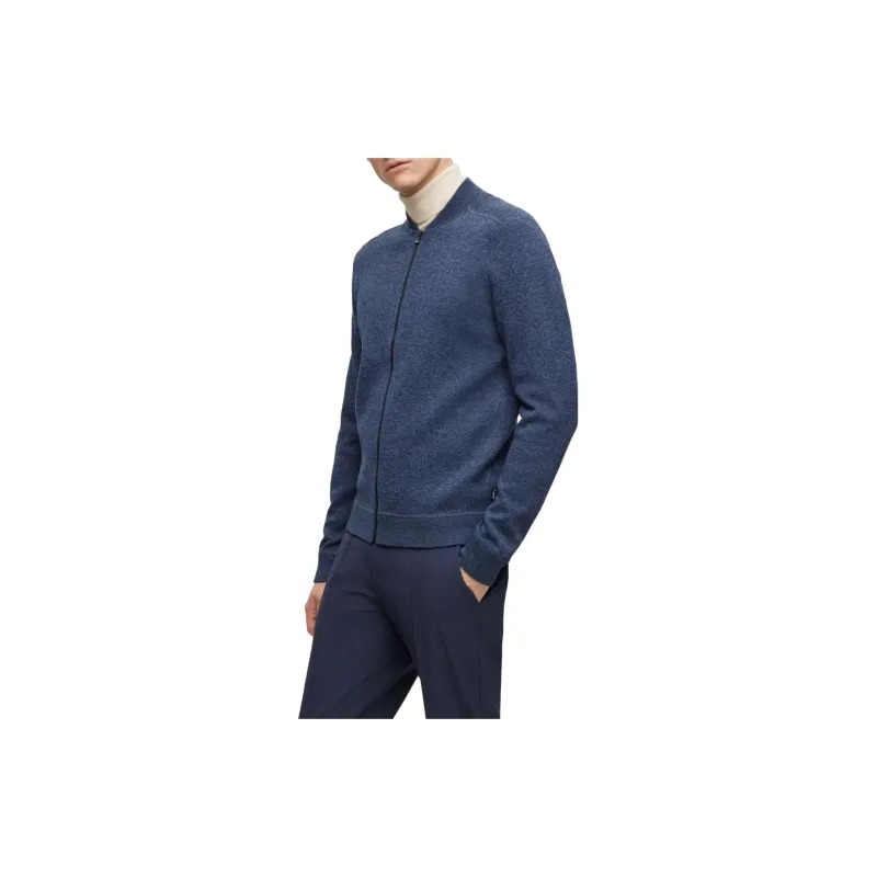 HUGO BOSS Regular-Fit Bomber Jacket In Virgin Wool Jackets Coats Men's Blue-2