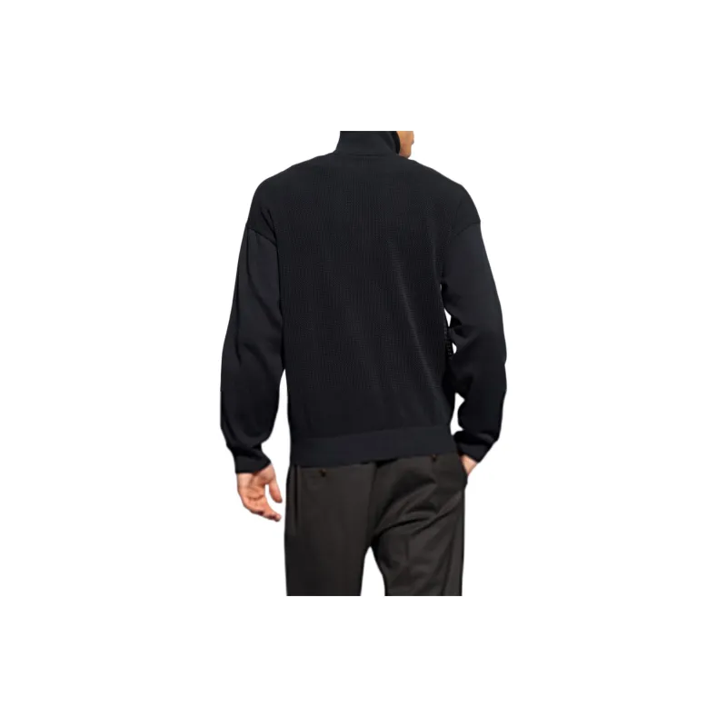 EMPORIO ARMANI High Neck Zipped Knitted Cardigan-3
