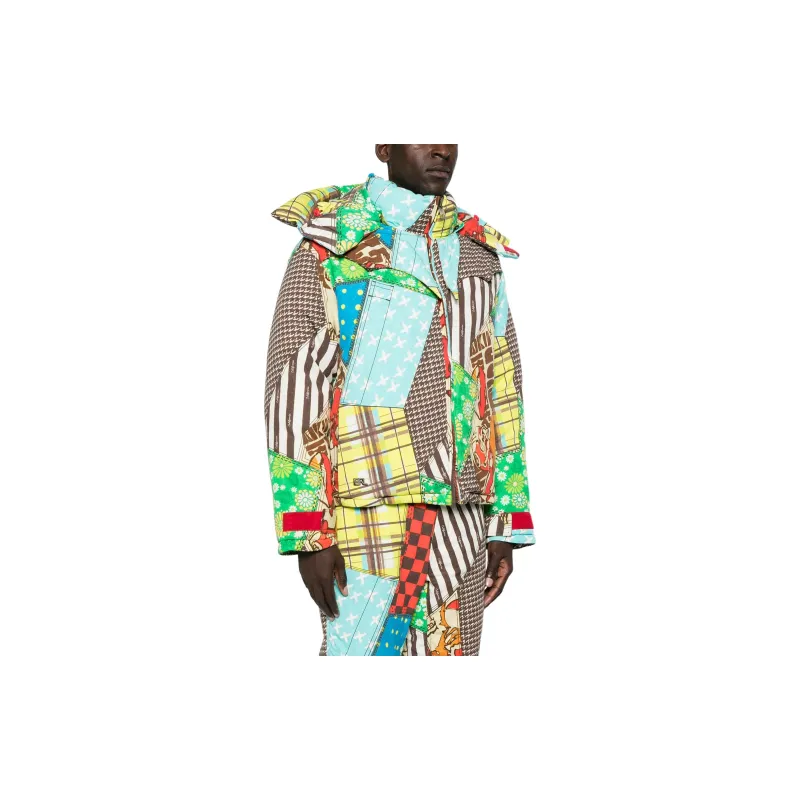 ERL Patchwork Pattern Padded Zipped Jacket-4