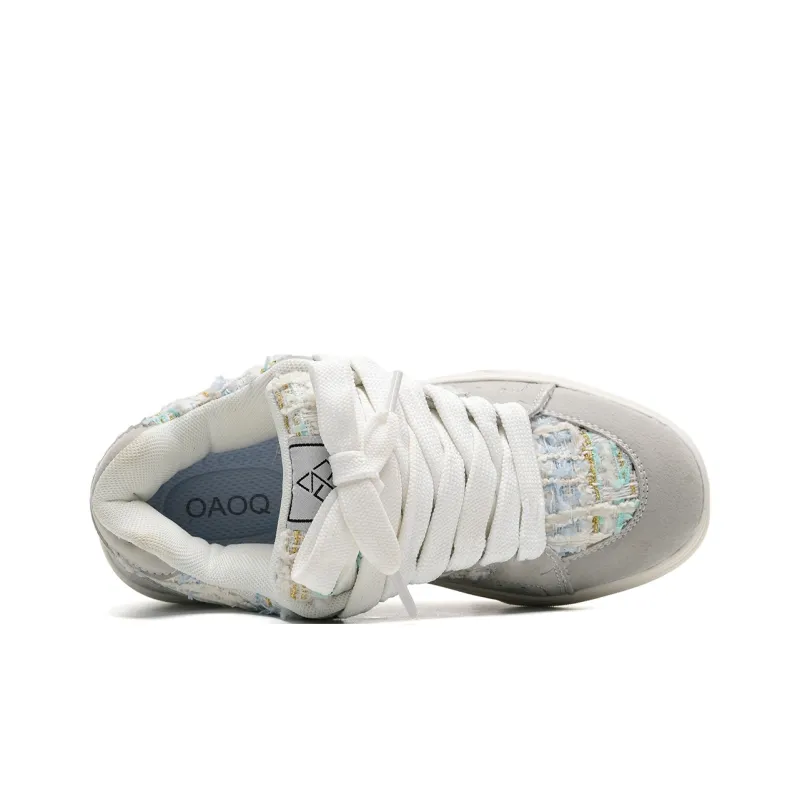OAOQ Wear-resistant And Lightweight Low-Top Skateboard Shoes Unisex Chanel-Inspired Blue-4