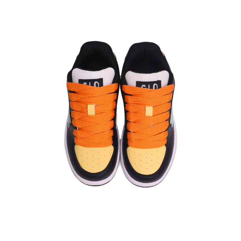 GLO BULL Skateboard Shoes Unisex Low Top Black Yellow Orange-3