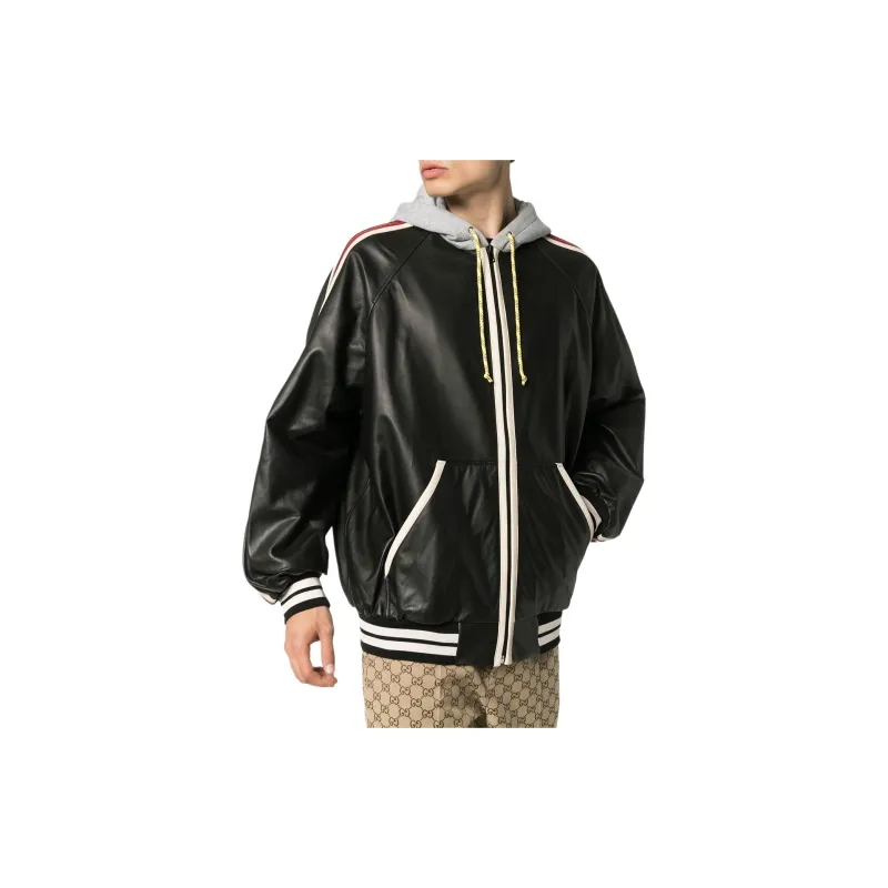 GUCCI Leather Jacket Men's Black-2
