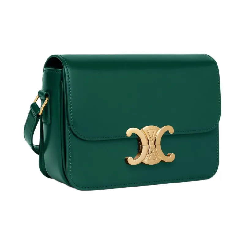 CELINE Triomphe Calfskin Crossbody Bag, Shoulder Bag Women's Racing Green-1