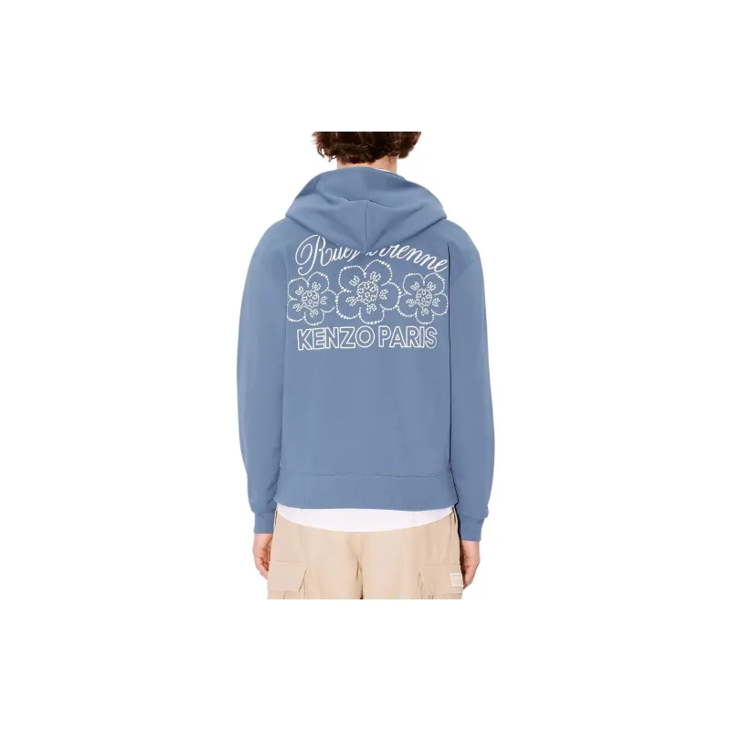 KENZO Logo Embellished Zip-Up Hoodie-4