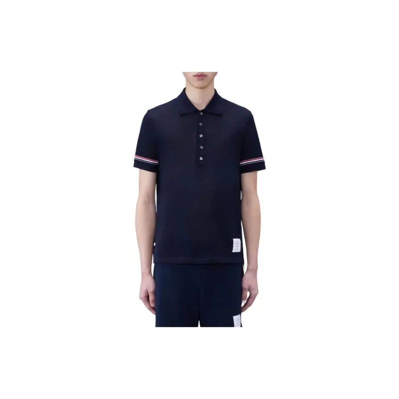 THOM BROWNE Rwb Striped Short Sleeved Polo Shirt-1