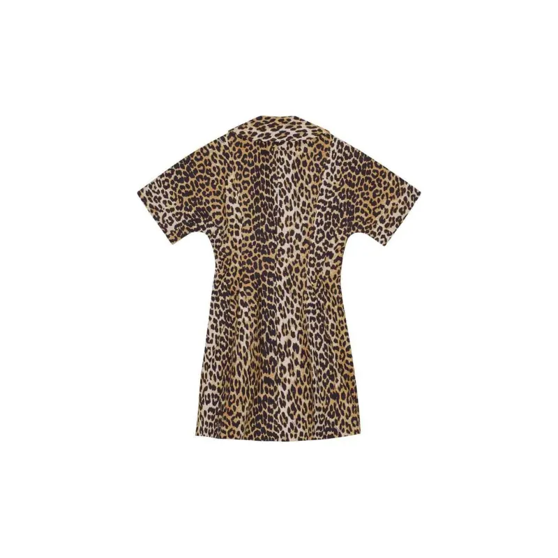 GANNI Leopard Printed Wrap Mini Dress-1