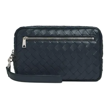 Bottega Veneta Intrecciato Cow Leather Clutch Men's Dark Shadow Gray