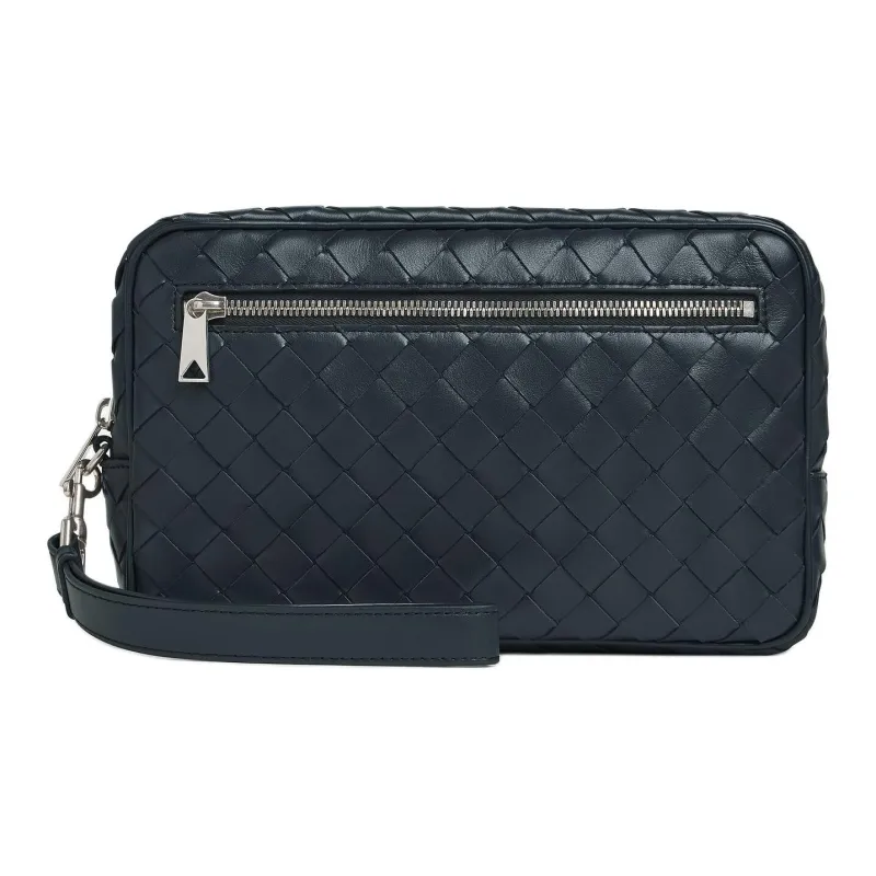 Bottega Veneta Intrecciato Cow Leather Clutch Men's Dark Shadow Gray-0