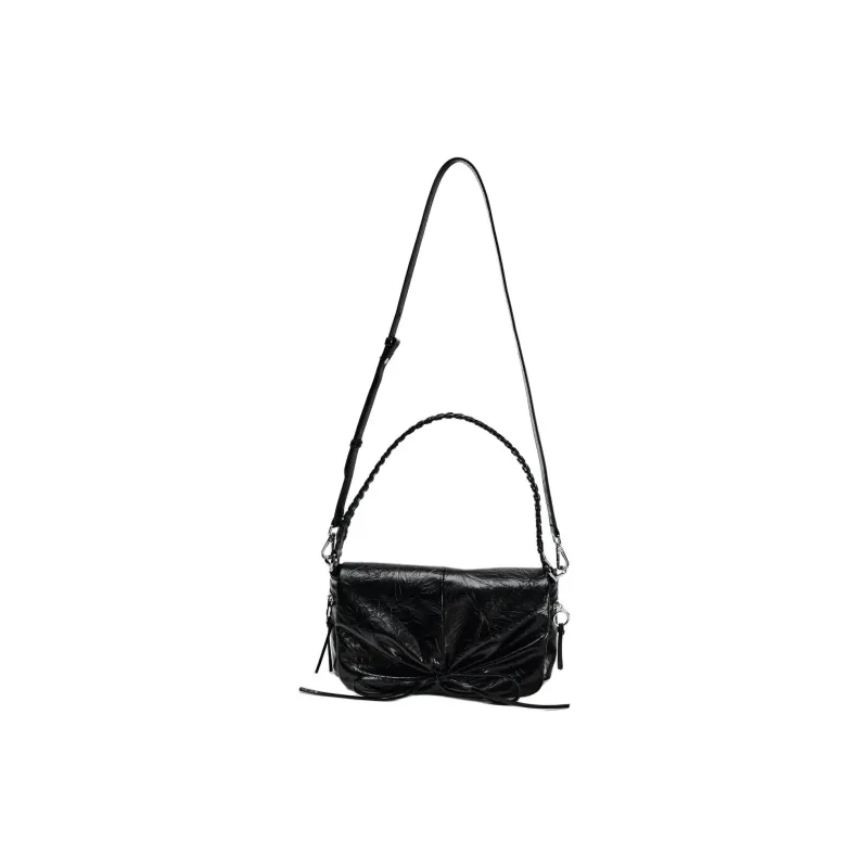 ZARA PU Shoulder Bag Trumpets Women's Black-1