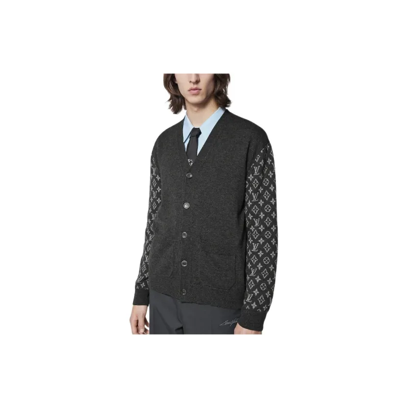 Lv 1ABIXN Monogram Mix Cashmere Cardigan-3