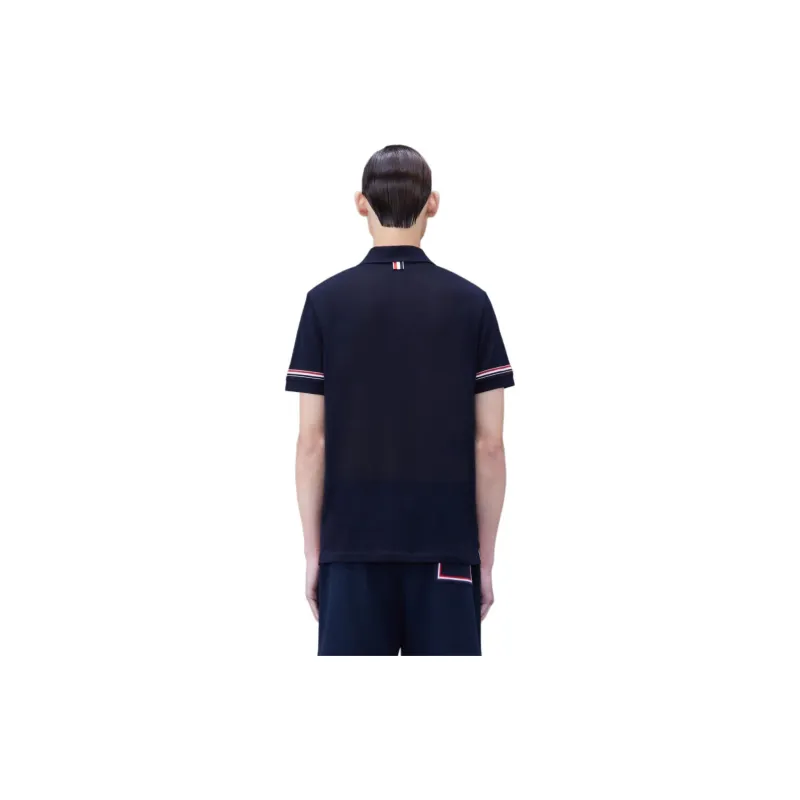 THOM BROWNE Rwb Striped Short Sleeved Polo Shirt-2