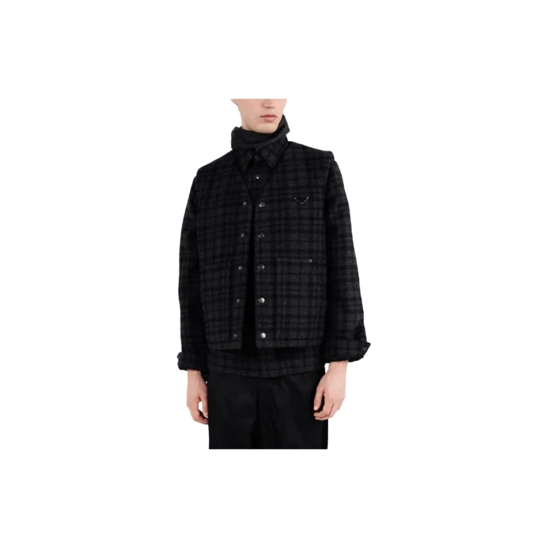 PRADA Triangle Logo Checked Shirt-3