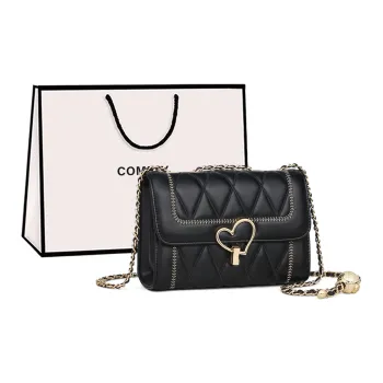 COMELY Split Cow Leather With Synthetic Leather Crossbody Bag, Shoulder Bag Regular Women's Black