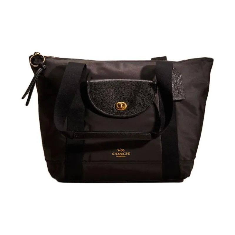 COACH Nylon Tote Bag Shopping Bag Crossbody Handbag Unisex Black-0