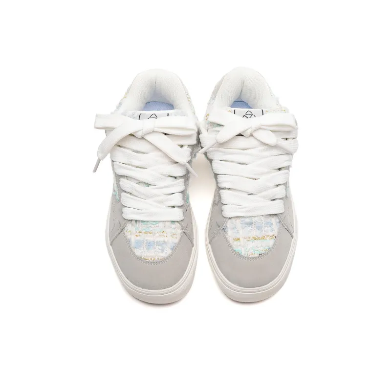 OAOQ Wear-resistant And Lightweight Low-Top Skateboard Shoes Unisex Chanel-Inspired Blue-3
