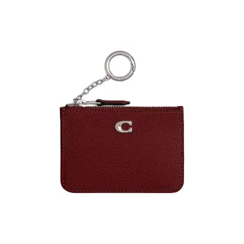 COACH Skinny Id Case Leather Wallet Mini Women's Dark Red Gemstone Color