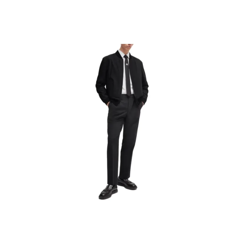 HUGO BOSS Slim-Fit Jacket In Performance-Stretch Cloth Jackets Coats Men's Black-1