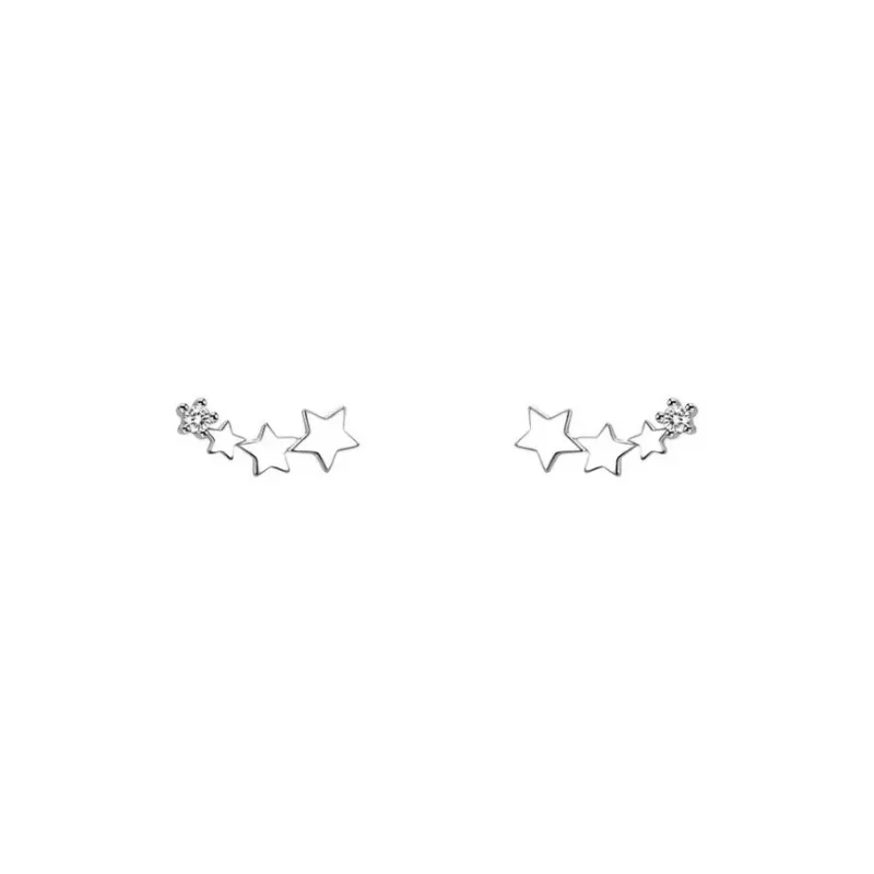 Mr. Shang S925 Silver With Zircon Stud Earrings Unisex-0