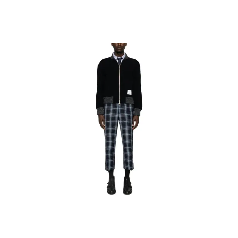 THOM BROWNE Logo Patch Zip Up Bomber Jacket-2