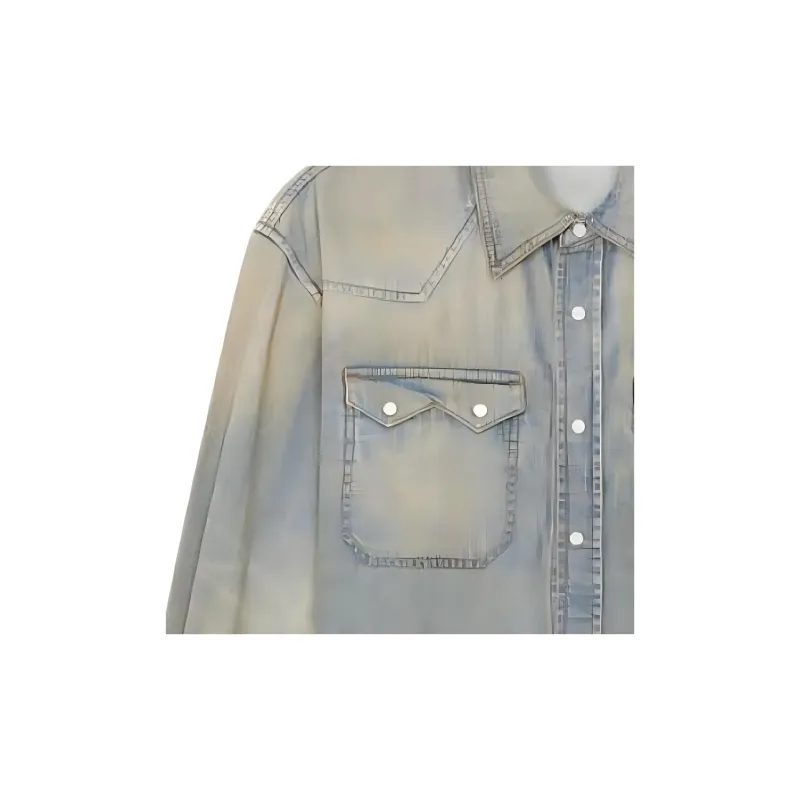 KENZO Drawn Varsity Denim Western Shirt-4