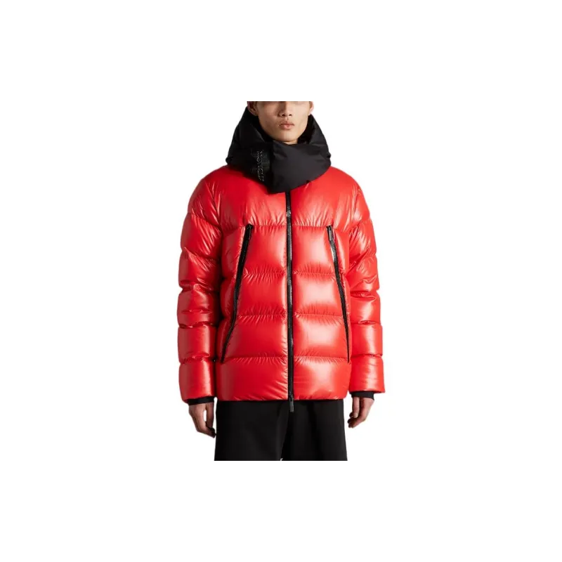 Moncler FW22 Solid Color Hooded Down Jacket Men's Red-1