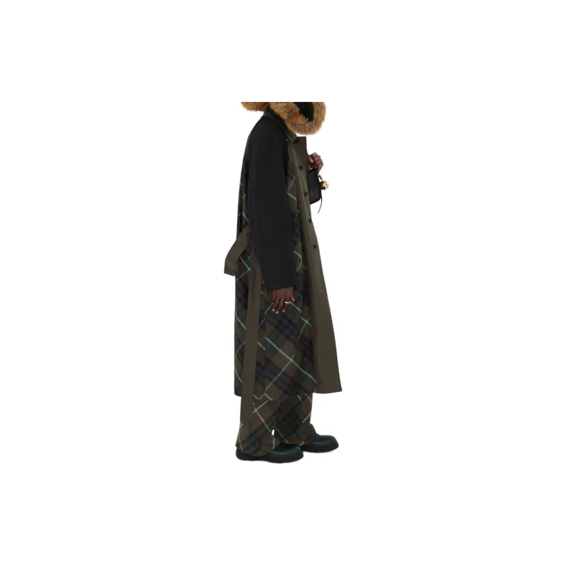 Burberry Check plaid Reversible Trench Coat-6