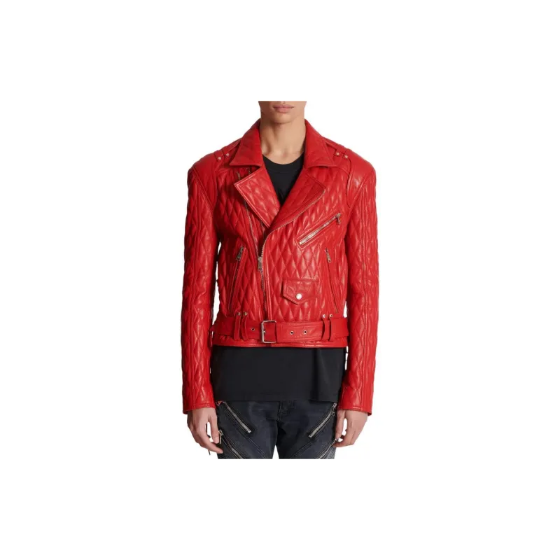 BALMAIN Quilted Leather Biker Jacket-4