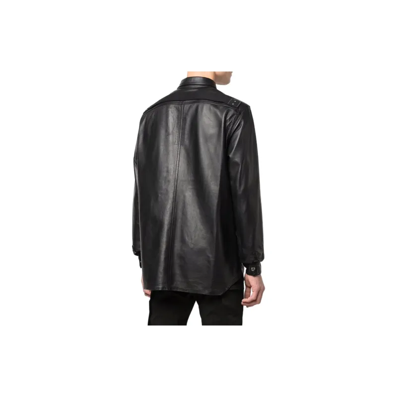 RICK OWENS Press Stud Leather Jacket-1