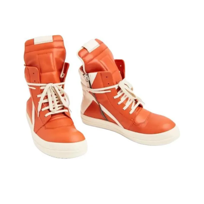 RICK OWENS Strobe Geobasket High Orange Milk White-3