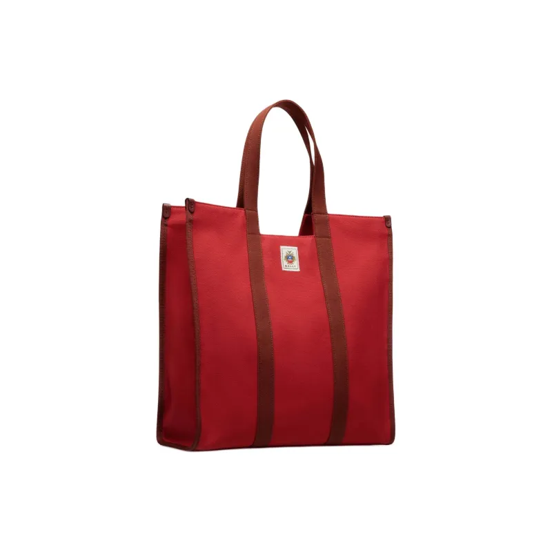 BALLY Cotton Patchwork Canvas Tote Bag Shopping Bag Handbag Shoulder Bag Men's Red-1