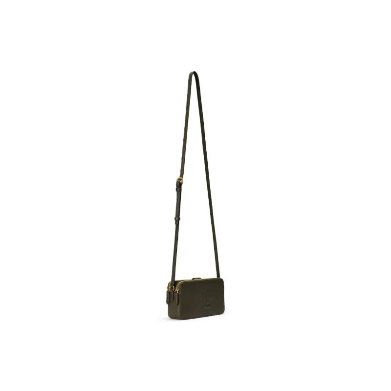 Ralph Lauren Cow Leather Wallet, Crossbody Bag, Shoulder Bag Women's Dark Olive Green-1
