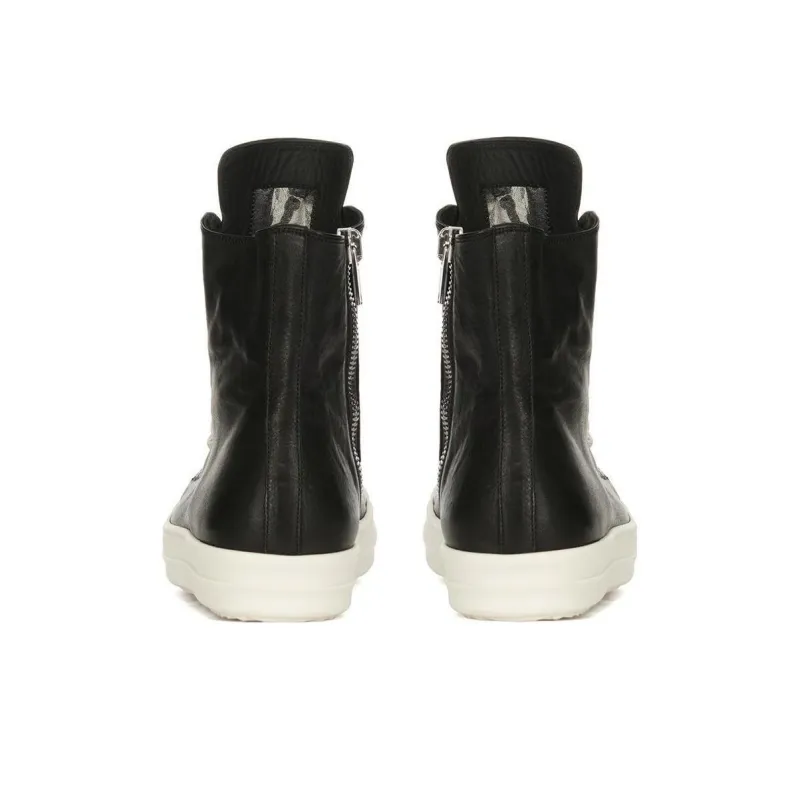 RICK OWENS Cargo Basket Leather Hi-Top Sneakers-3