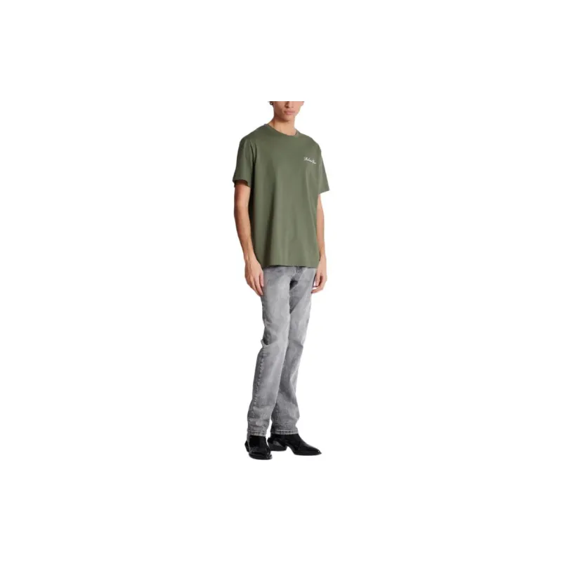 BALMAIN Logo Embroidered Crewneck T Shirt-1