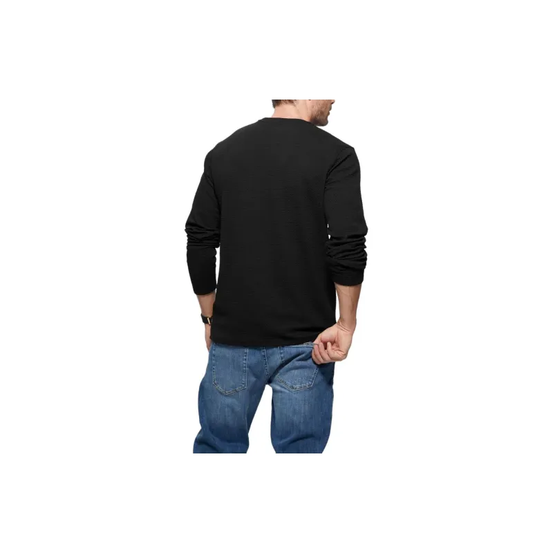 GUESS Eco Fairfax Textured Knit Crewneck Sweater Sweater Men's Black-2