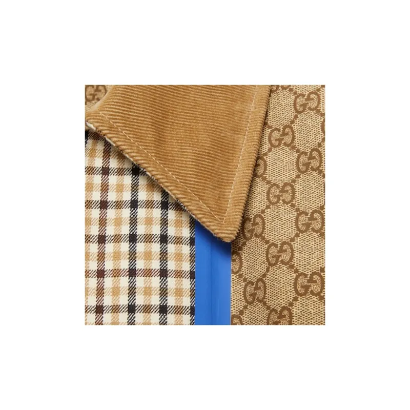 GUCCI Reversible Checked Cotton Jacket Jackets & Coats Men's Brown-5