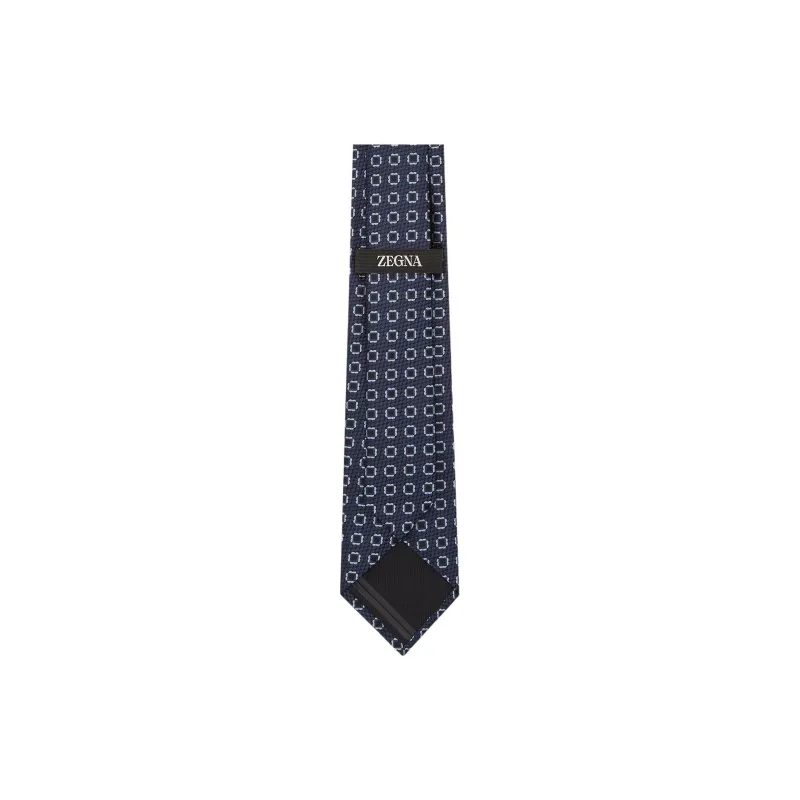 Zegna Mulberry Silk Polyester Fiber Ties Men's Midnight Blue-1