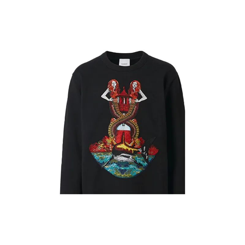 Burberry Cotton Sports Sweatshirt Men's Black-10