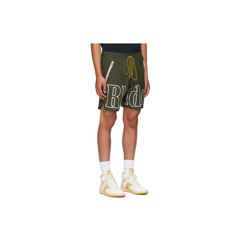 RHUDE Casual Shorts Men Green-4