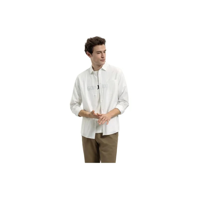 GOLDLION Shirt Men's Apricot Grid White Base-3