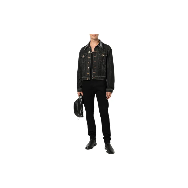 VERSACE Denim Jackets Men Black-1